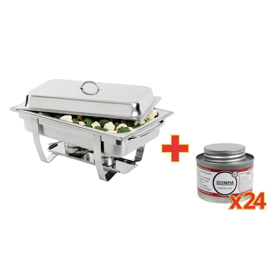 SONDERANGEBOT Milan Chafing-Dish mit 24 x flüssige Brennpaste