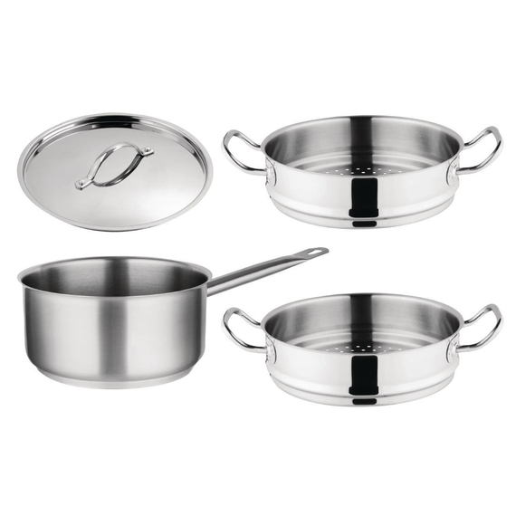 Vogue Kochen wie die Profis Set mit 5L Stieltopf und 2x Dampfgareinsatz, Bild 3