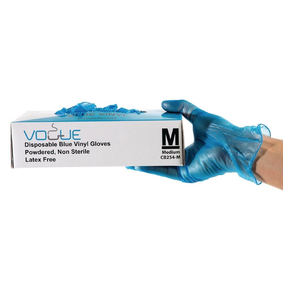 VORTEILSPACKUNG x5 Vinyl Einmalhandschuhe blau gepudert M mit GRATIS Halterung (500 Stück), Bild 3