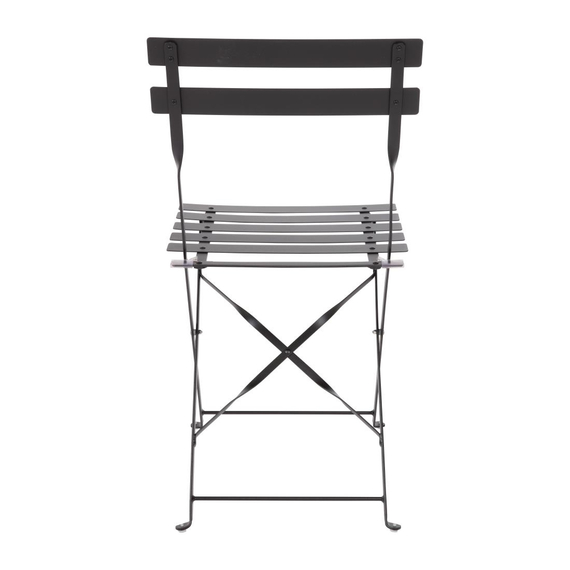 Bolero Steel Outdoor Dining Set Schwarz Tisch und zwei Stuehle, Bild 4