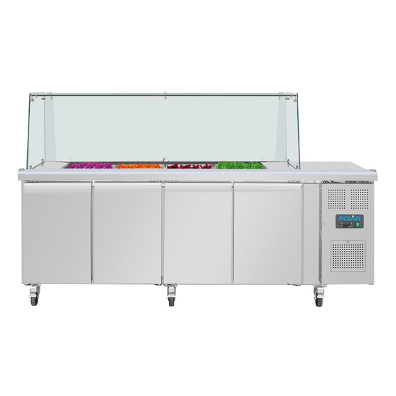 Polar U-Serie Premium Viertürige Saladette Thekenkühlschrank mit Schutz, Bild 4