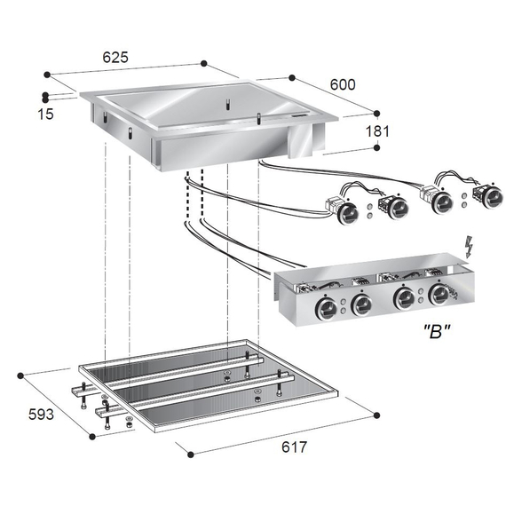 Combisteel El. Grillplatte Chrom – Breite 625, Bild 2