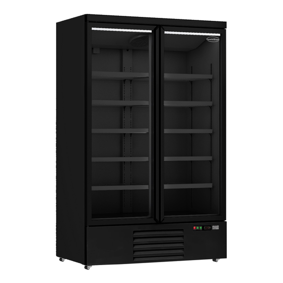 Combisteel Kühlschrank 2 Glastüren Schwarz Jde-1000R Bl