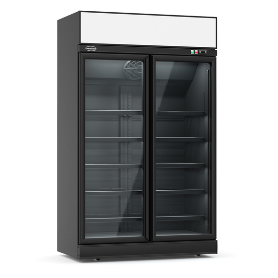 Combisteel Kühlschrank 2 Glastüren Schwarz Ins-1000R Bl