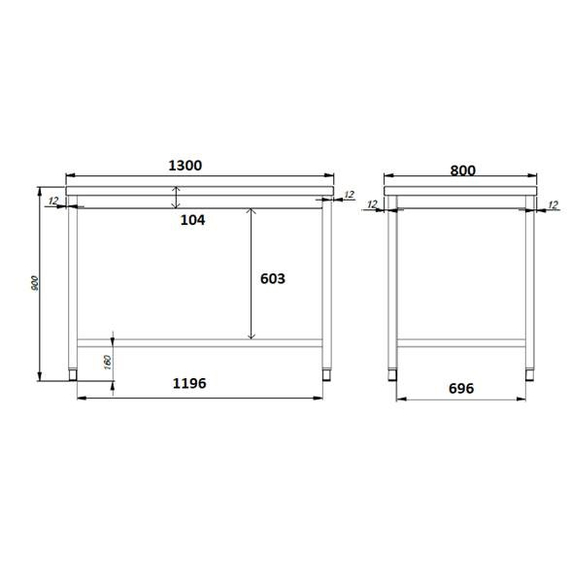 Combisteel 800 Arbeitstisch Offenem Unterbau 1300, Bild 2