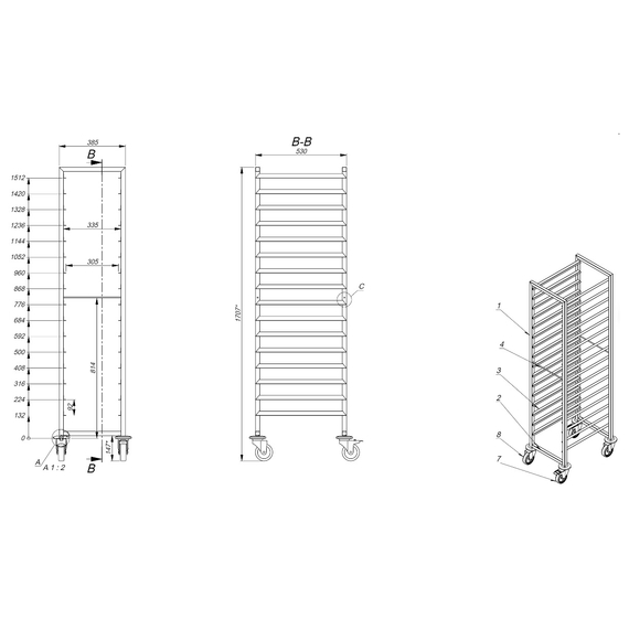Combisteel Abräumwagen 1/1Gn 16X, Bild 2