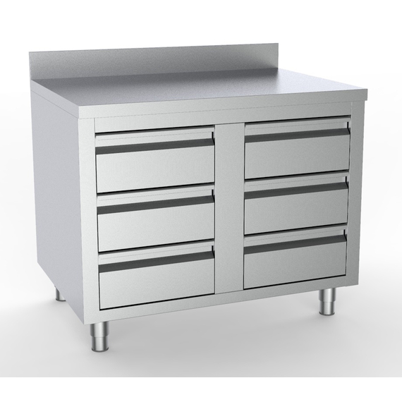 Combisteel 700 Arbeitstisch mit 6 Schubladen mit Aufkantung 1000