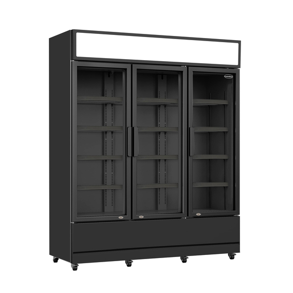 Combisteel Kühlschrank 3 Glastüren Schwarz Fcu-1200 Bl