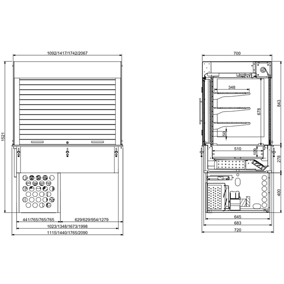 Combisteel Einbaukühlvitrine Eckig  mit Jalousie 4/1 Gn, Bild 2