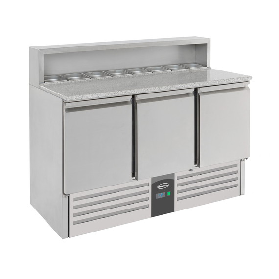 Combisteel Compact Line Pizzatisch 3 Türen – Breite 1368
