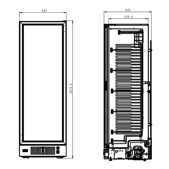 Combisteel Tiefkühlschrank 1 Glastür Schwarz 382L – Breite 640 – Art.-Nr.: 7464.0064, Bild 2