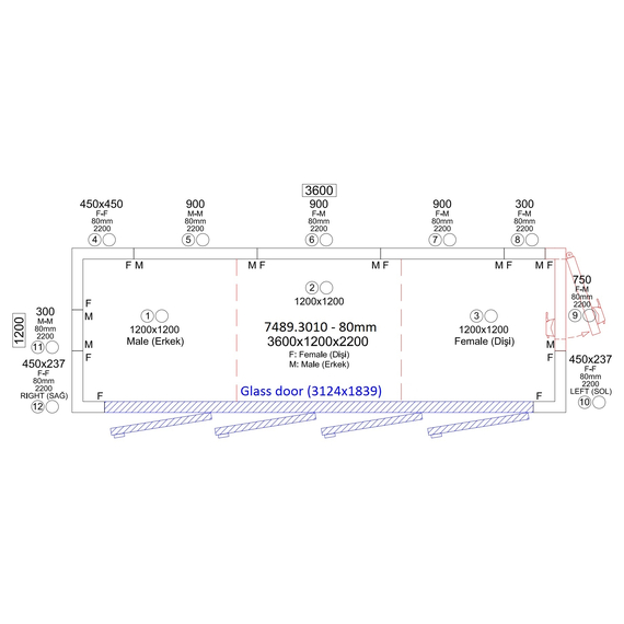 Combisteel Kühlzell 3600X1200X2200 4 Glastüren, Bild 2