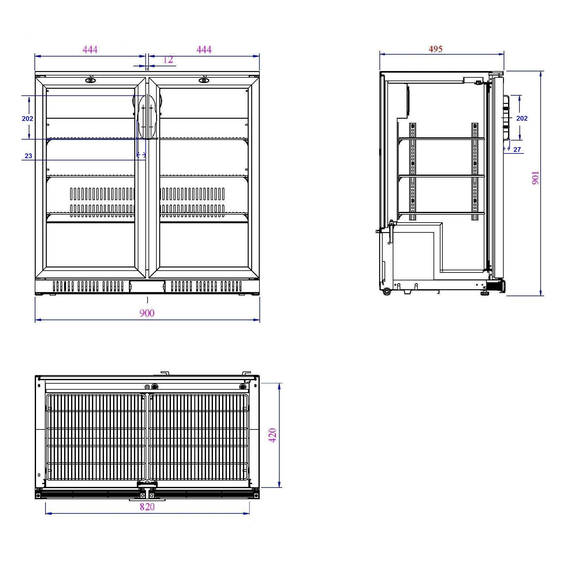 Combisteel Barkühler Schwarz 2 Türen – Breite 900 – Art.-Nr.: 7527.0010, Bild 2