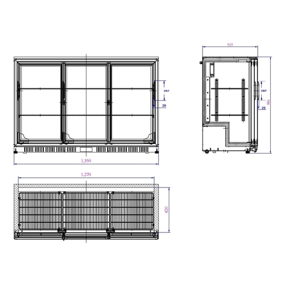 Combisteel Barkühler Schwarz 3 Schiebetüren – Breite 1350 – Art.-Nr.: 7527.0025, Bild 2