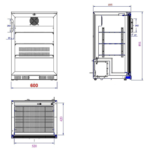 Combisteel Barkühler Schwarz 1 Tür – Breite 600 – Art.-Nr.: 7527.0030, Bild 2