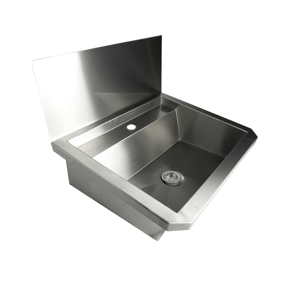 Combisteel Edelstahl Waschbecken 1 Ablasshahn 600mm  Ablaufstopfen Und Schutzwand Inklusive, Exklusiv Hahn, Bild 6