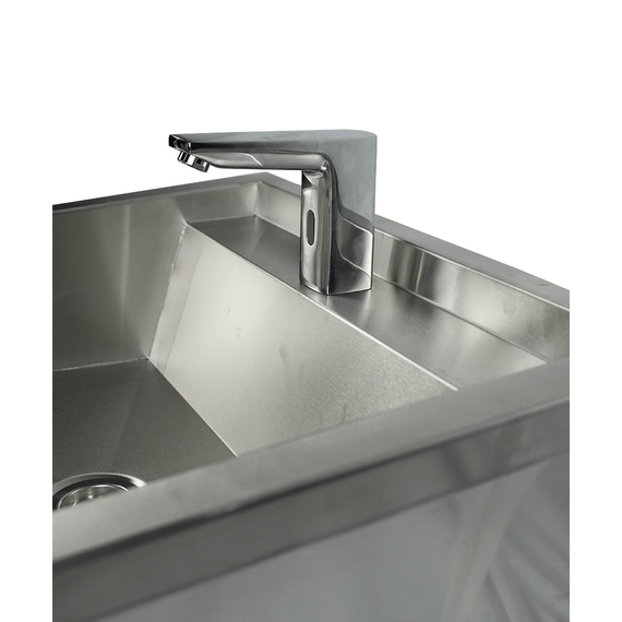 Combisteel Edelstahl Waschbecken 1 Ablasshahn 600mm  Ablaufstopfen Und Schutzwand Inklusive, Exklusiv Hahn, Bild 9