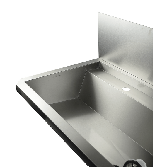 Combisteel Edelstahl Waschbecken 5 Ablasshahne 3000mm  Ablaufstopfen Und Schutzwand Inklusive, Exklusiv Hahne, Bild 3