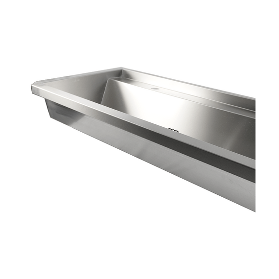 Combisteel Edelstahl Waschbecken 2 Ablasshahne 1200mm  Ablaufstopfen Und Schutzwand Inklusive, Exklusiv Hahne, Bild 6