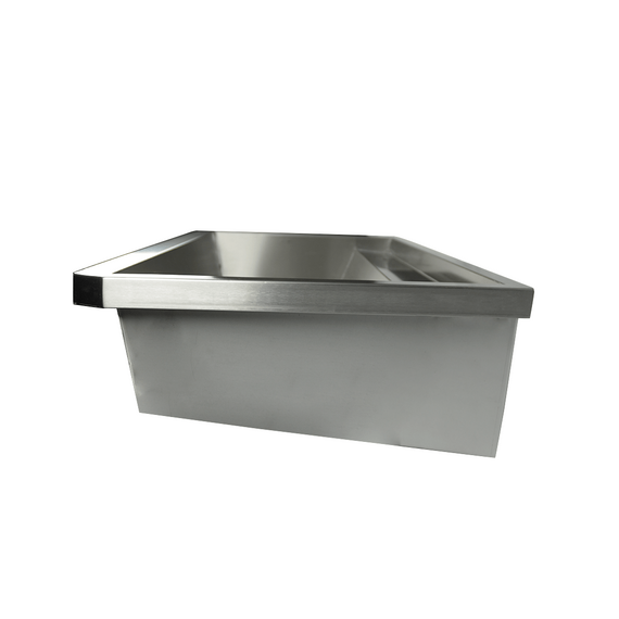 Combisteel Edelstahl Waschbecken 2 Ablasshahne 1200mm  Ablaufstopfen Und Schutzwand Inklusive, Exklusiv Hahne, Bild 8