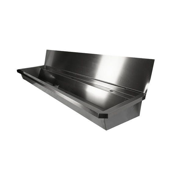 Combisteel Edelstahl Waschbecken 3 Ablasshahne 1800mm  Ablaufstopfen Und Schutzwand Inklusive, Exklusiv Hahne, Bild 4