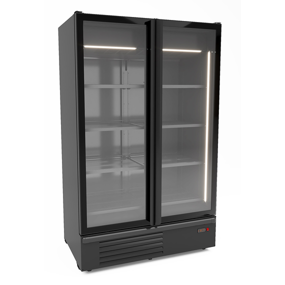 Combisteel Tiefkühlschrank 2 Glastüren Schwarz 1230L