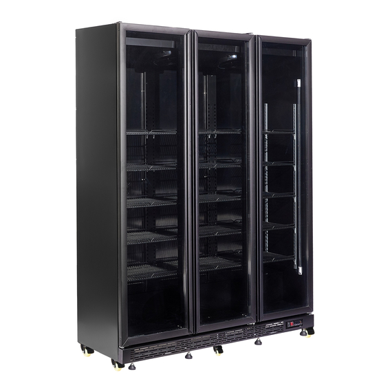 Combisteel Kühlschrank 3 Glastüren Schwarz Nap-1200