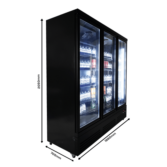 Combisteel Kühlschrank 3 Glastüren Schwarz Ceb-1600R Bl, Bild 5