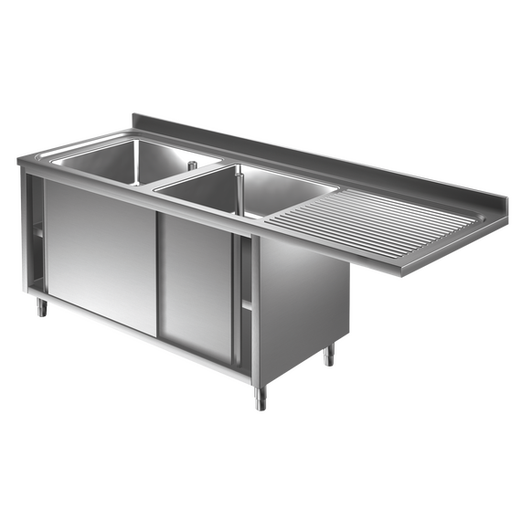 Prismafood Spülmaschinen Spülschrank 1,6m - 2 Becken  links L40xB40xT25cm STD