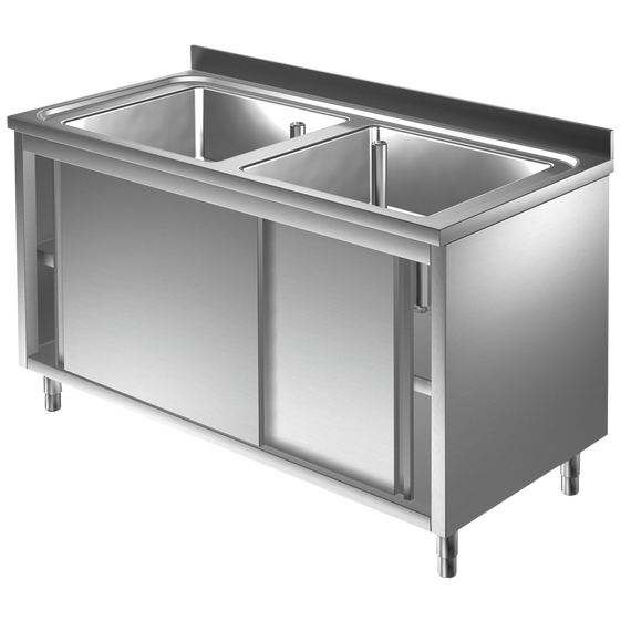 Prismafood Spülschrank 1,4m - 2 Becken  mittig L50xB50xT30cm STD