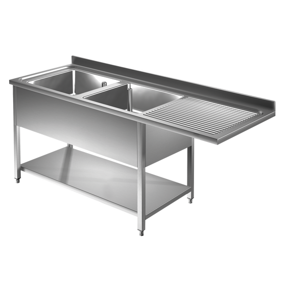 Prismafood Spülmaschinen Spültisch 1,8m - 2 Becken  links L50xB50xT30cm STD