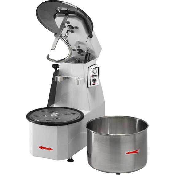 GMG Teigknetmaschine 22 Liter / 18 kg Teig, mit aufklappbarem Rührwerk und abnehmbaren Kessel 400 V