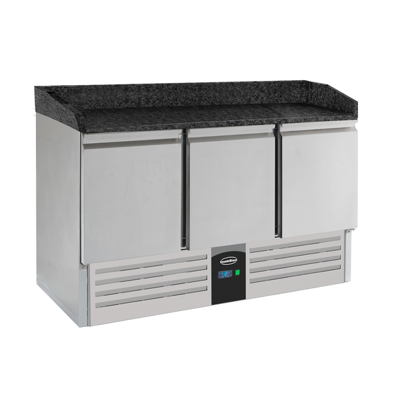 Combisteel Compact Line Pizzatisch 3 Türen Schwarze Granit-Arbeitsplatte