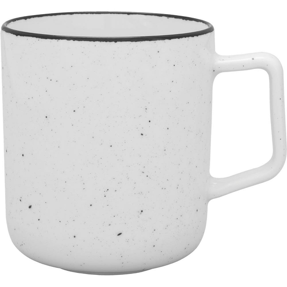 Henkelbecher, Serie Ankara, weiß, schwarz gesprenkelt, 400 ml, 6 Stück