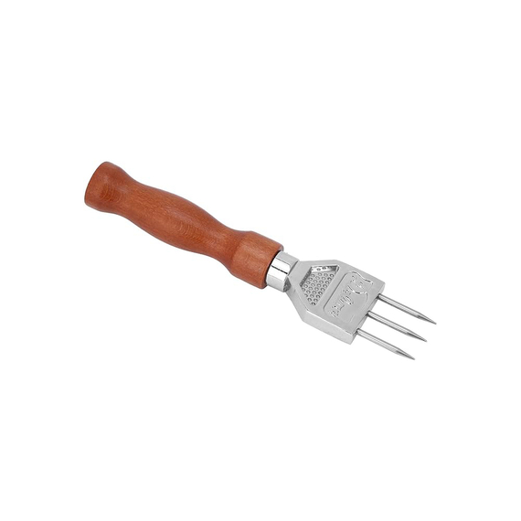 Bar Eispickel, 3 Dornen, Edelstahl und Holz, L. 176 mm