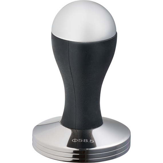 Tamper aus Edelstahl, mit schwarzem Griff, Ø 58 mm, 90 mm Höhe