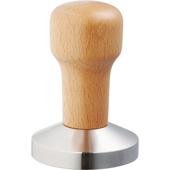 Tamper aus Edelstahl, mit Holzgriff, Ø 58 mm, H. 85 mm