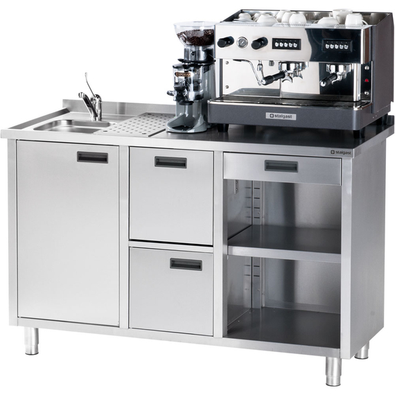 Stalgast Edelstahl Arbeitstisch für Kaffeemaschine, mit Aufkantung, 1500 x 700 x 1000 mm (BxTxH), Bild 4