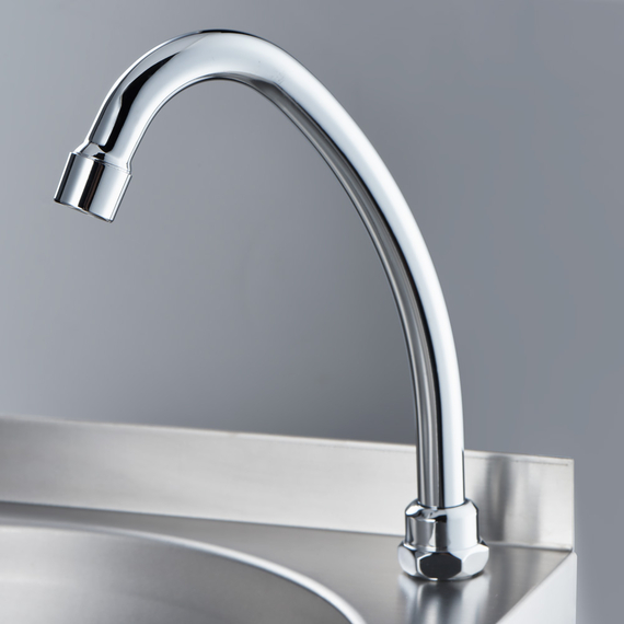 Edelstahl Handwaschbecken mit Kniebedienung, inkl. Armatur, Wandmontage, 400 mm x 400 mm x 225 mm (BxTxH), Bild 2