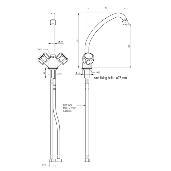 MONOLITH Mischbatterie, Einloch-Montage, zwei Mischventile, Bild 2