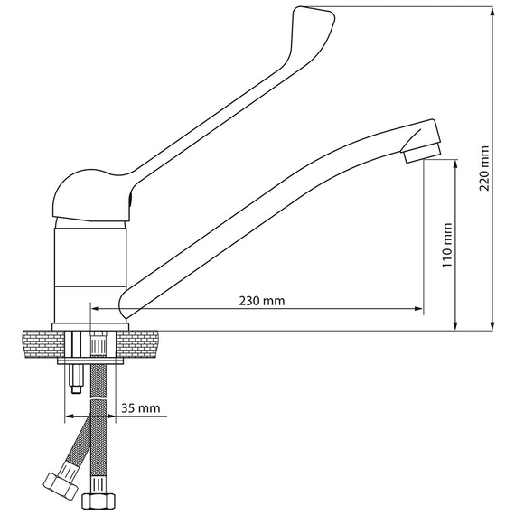Mischbatterie, Einloch-Montage, Einhebelmischer, Bild 2