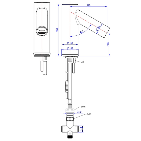 Monolith Premium Sensor-Mischbatterie, 230 V Anschluss, Bild 2