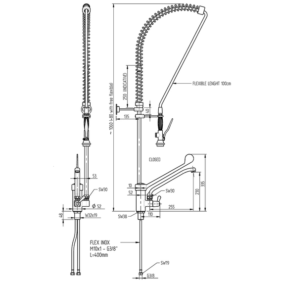 MONOLITH Geschirrbrause mit Mischbatterie, Einloch-Montage, mit Wasserhahn und Einhebelmischer, Bild 2