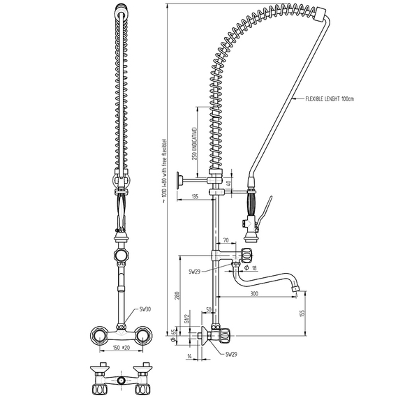 MONOLITH Geschirrbrause mit Mischbatterie, Zweiloch-Montage, mit Wasserhahn, zwei Mischventile, Bild 2