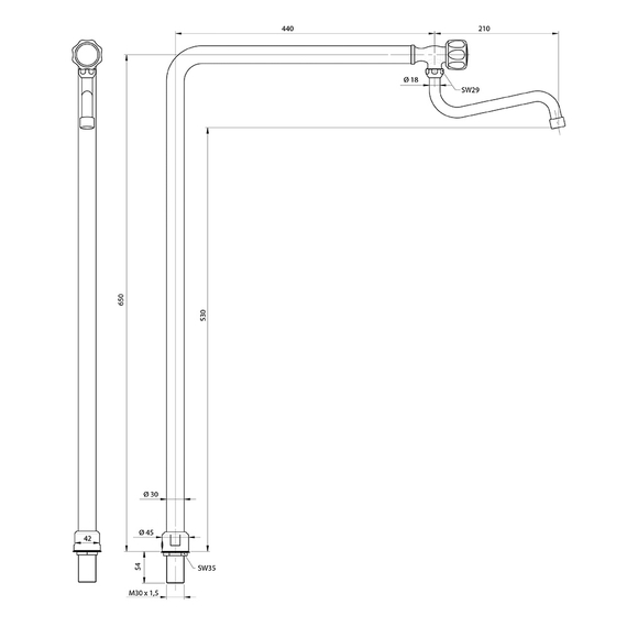 Monolith Kaltwasser-Standventil, H. 650 mm, Bild 2