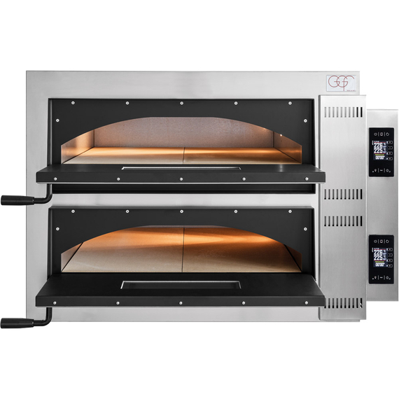GGF Pizzaofen FR-Line Digital, 2 Kammern Vollschamott für 6 Pizzen á Ø 360 mm, 1370x850x750 mm (BxTxH), 18 kW