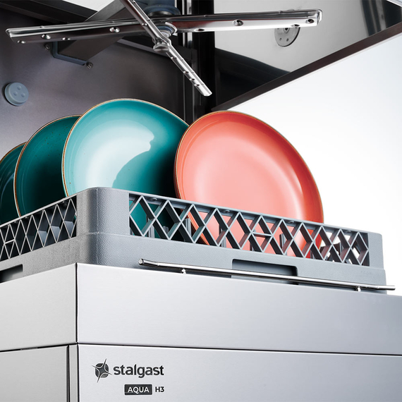 Stalgast Edelstahl Haubenspülmaschine Aqua H5 mit Klarspülmittel-, Reinigerdosierpumpe sowie Klarspül- und Ablaufpumpe, 3 Spülprogramme, Bild 3