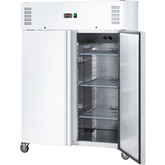 Starline Doppeltür-Kühlschrank GN 2/1, weiß, fahrbar, 1340x810x2000 (BxTxH), 0,35 kW, Bild 2