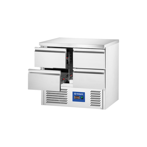 Starline Edelstahl Kühltisch mit vier Schubladen GN 1/1, 900x700x875 mm (BxTxH), ohne Aufkantung, Bild 2