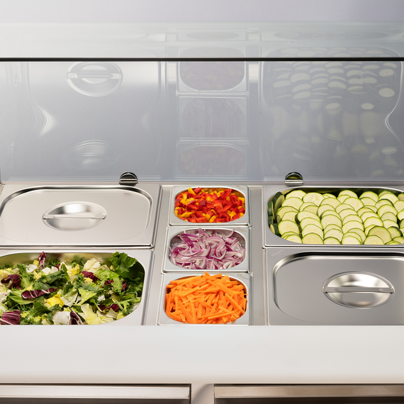 Starline Saladette mit Glasaufsatz, 2-türig, GN 1/1, Aufnahme 10x GN1/4, 900x705x1300 mm (BxTxH), ohne Aufkantung, Bild 4